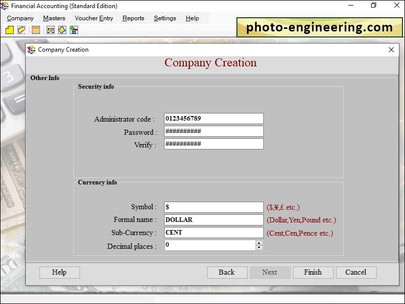 Screenshot of Professional Accounting Software