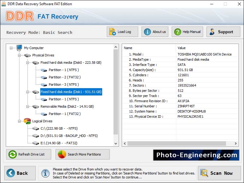 Screenshot of Recover FAT Drive