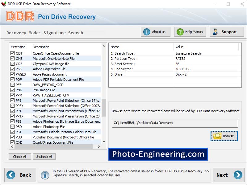 Screenshot of USB Thumb Drive Data Recovery