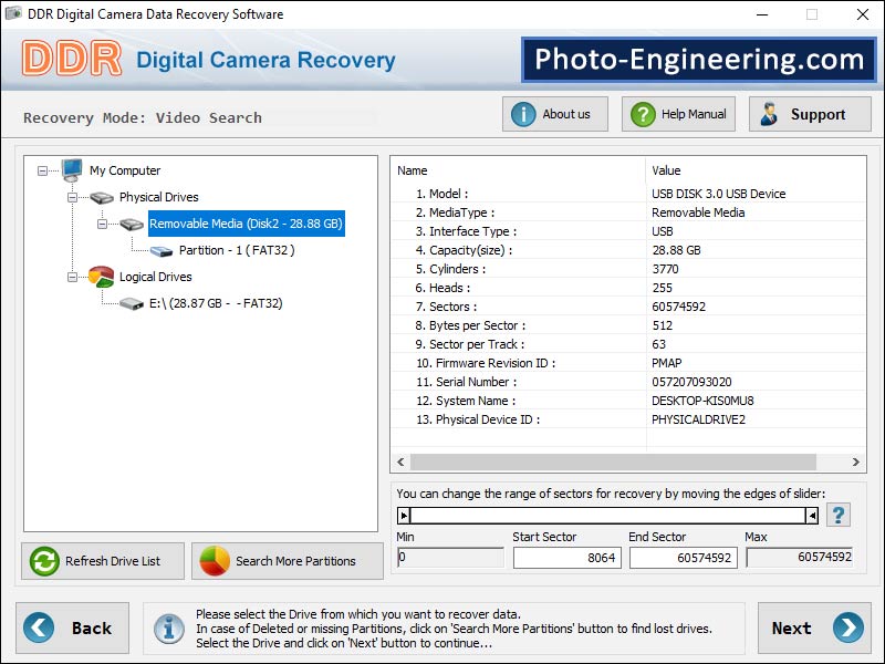 Camera Photo Recovery Software screenshot