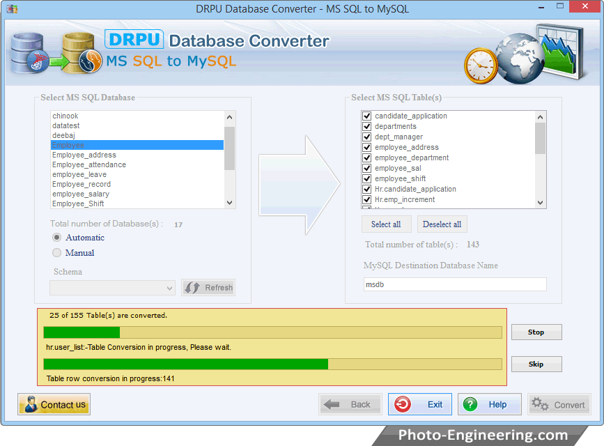 Conversion Process is Going On MSSQL to MYSQL Database Converter