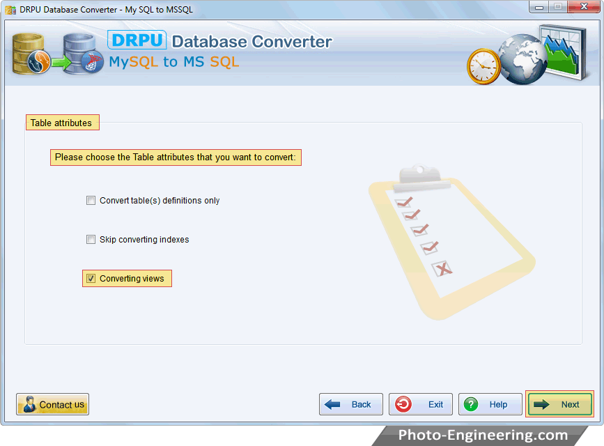 Choose Table attributes