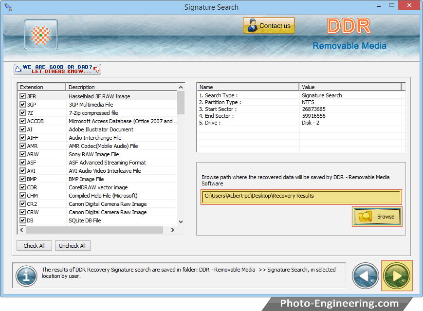 Browse path to save Data Removable Media Data Recovery